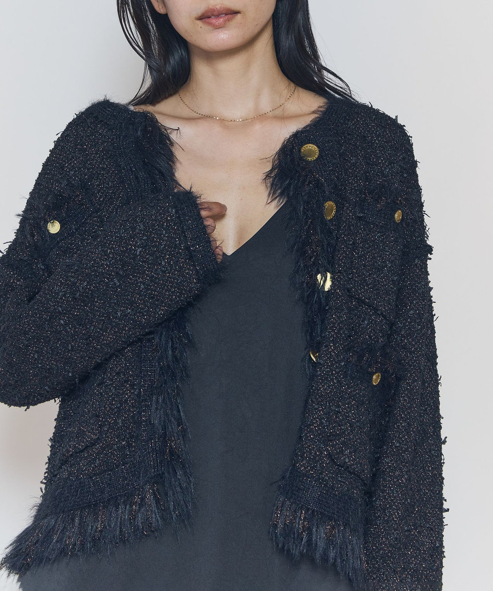 1er Arrondissement 【WEB限定カラーあり】"La Seine"ツイードニットジャケット ブラウン