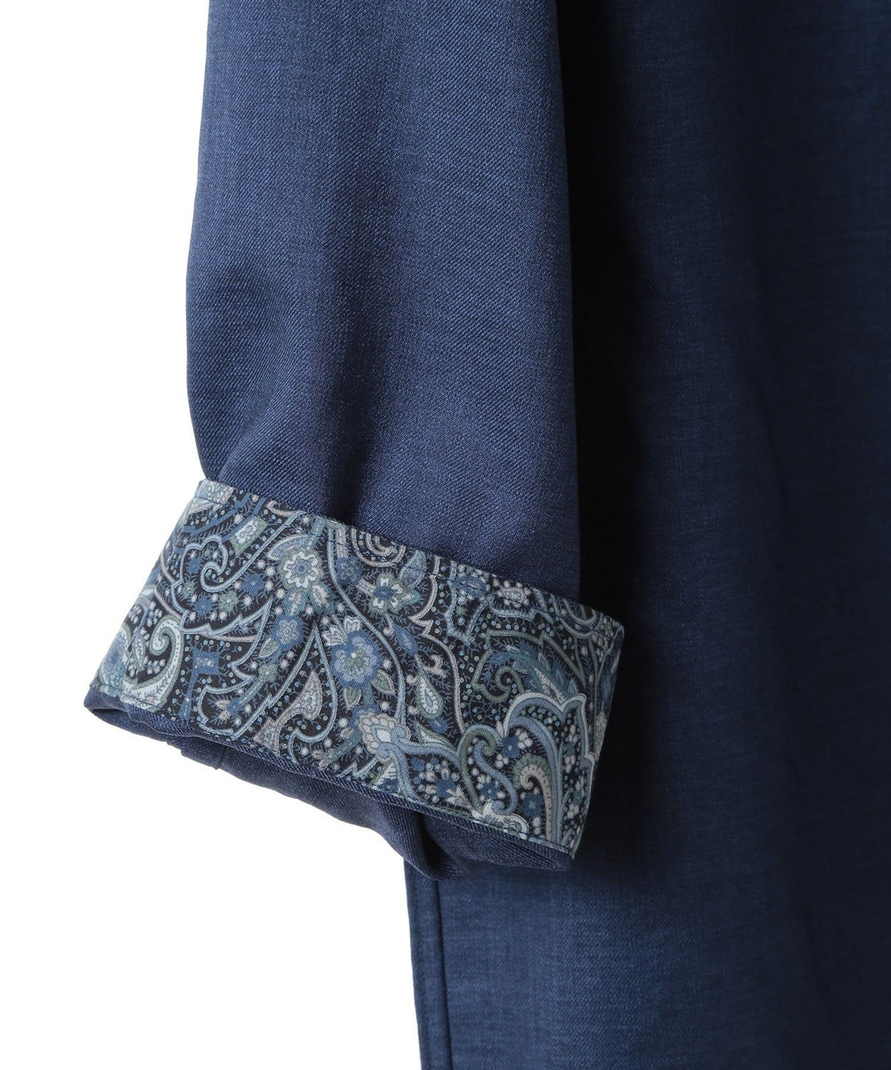 MEN'S BIGI オクシィジュエルストレッチ七分袖シャツ〈ストレッチ〉 ネイビー