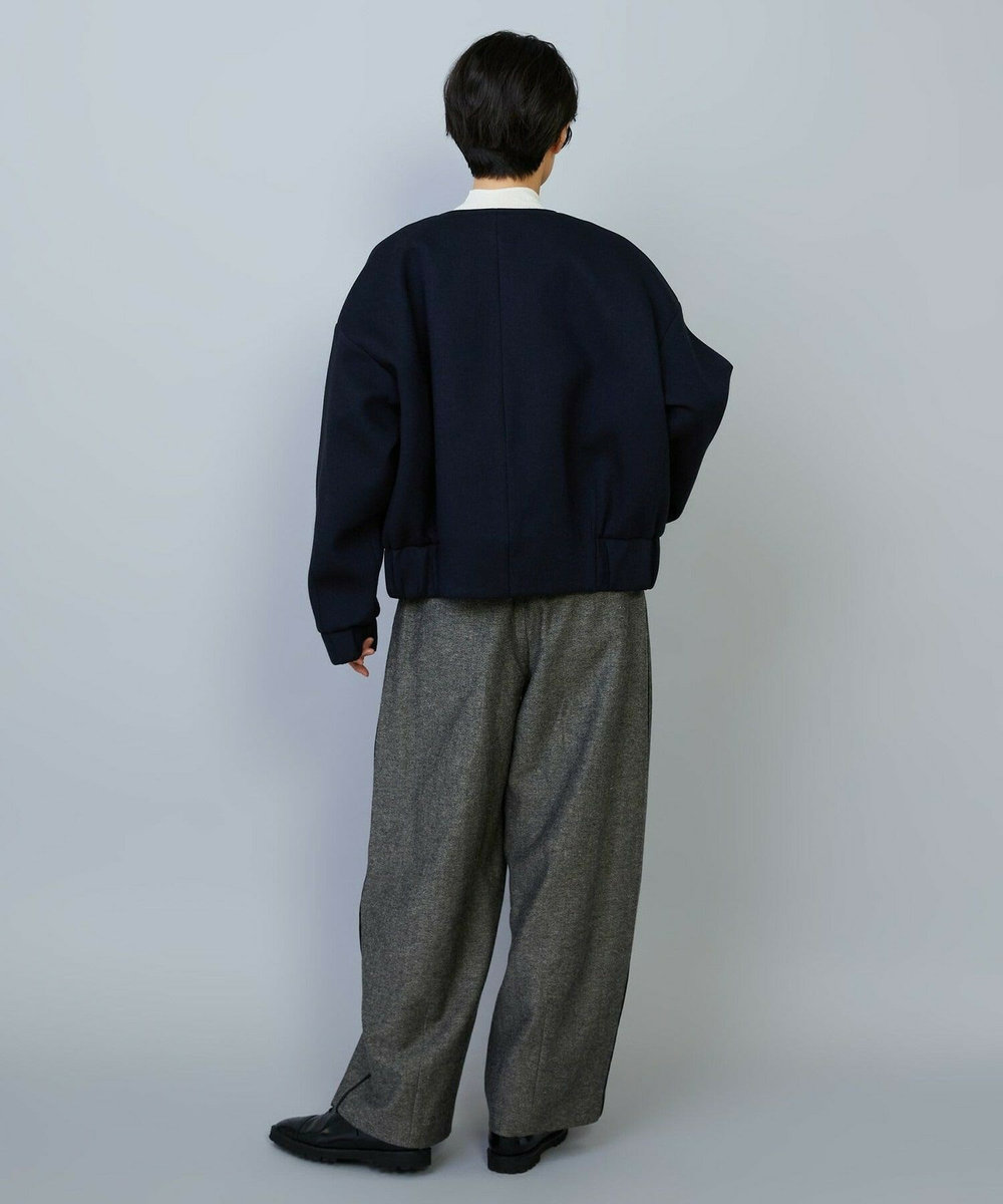MOGA ウールリネンツイルバレルワイドパンツ グレー
