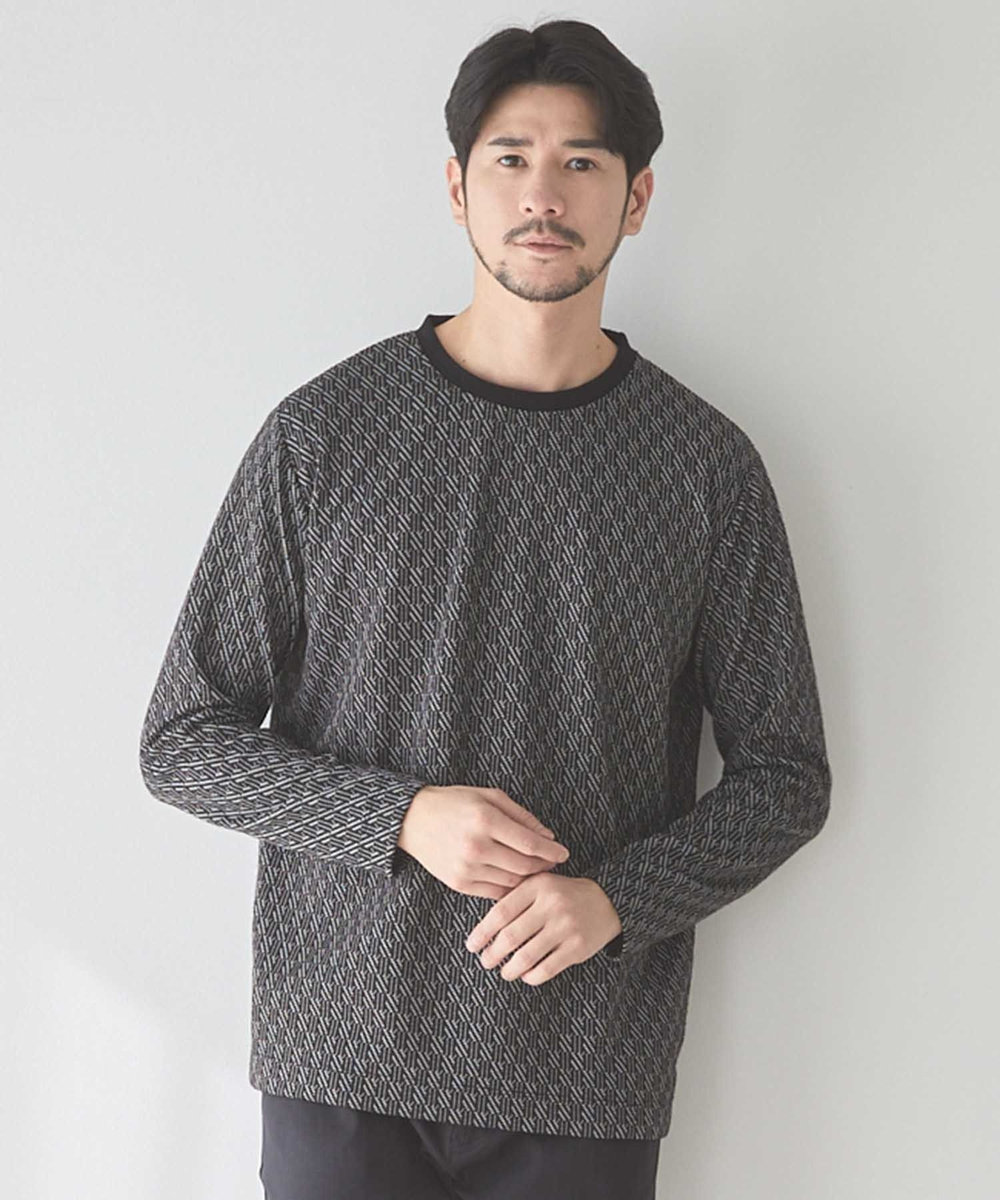 UNION STATION <UNION STATION by MEN'S BIGI>ジオメトリックジャガードロンT ブラック系その他