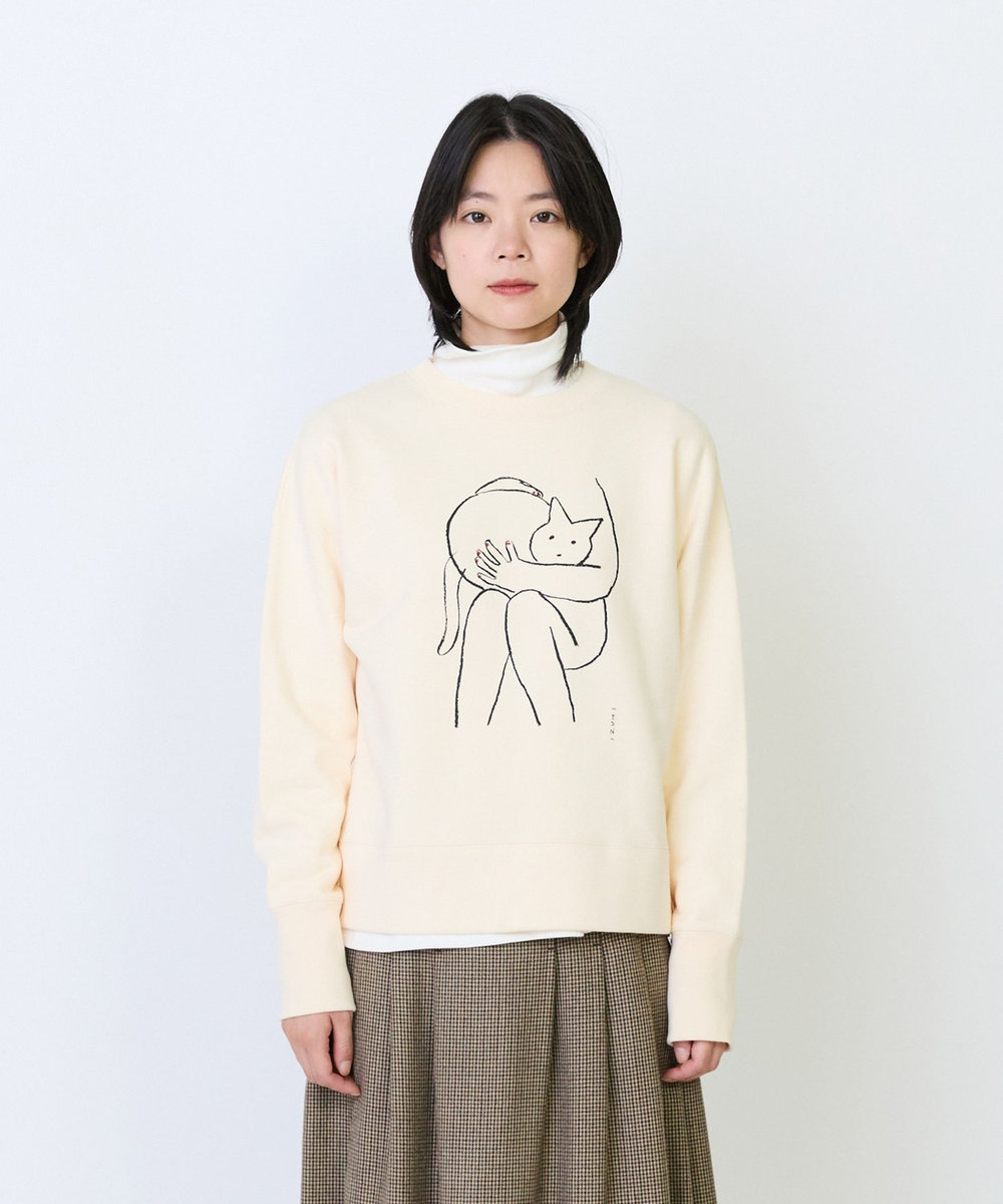 LOISIR 《塩川いづみさんコラボ》度詰め裏毛イラストプリントスウェット アイボリー