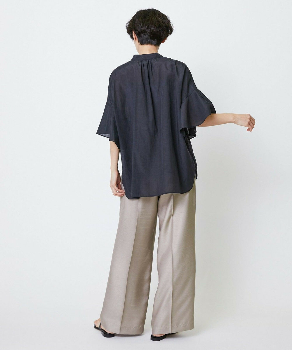 feerique feerique シルキーローンフリルブラウス ブラック
