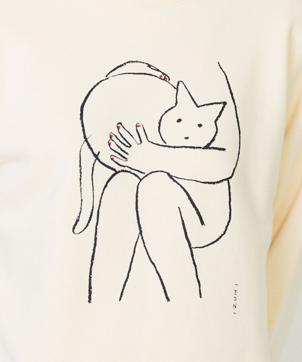 LOISIR 《塩川いづみさんコラボ》度詰め裏毛イラストプリントスウェット アイボリー