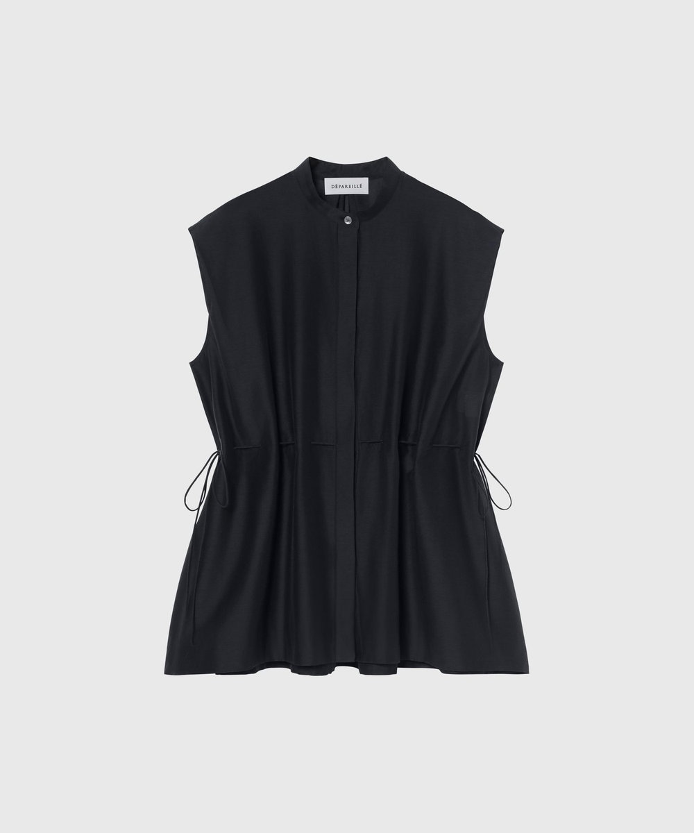 DÉPAREILLÉ 	COTTON SILK LAWN BLOUSE / コットンシルクローンブラウス ネイビー