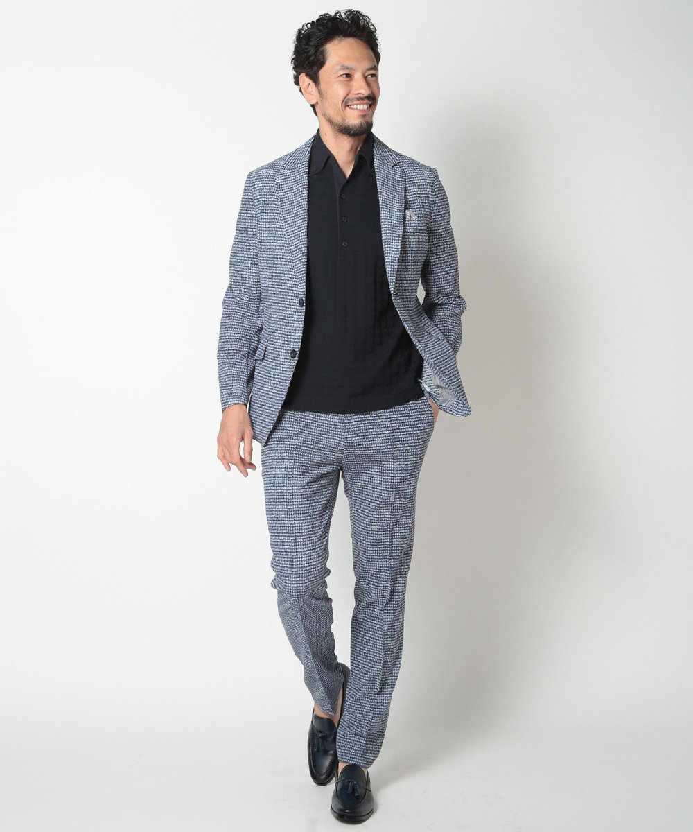 MEN'S BIGI 【ACTIVE TAILOR】リンクスジャカードポロシャツ ネイビー