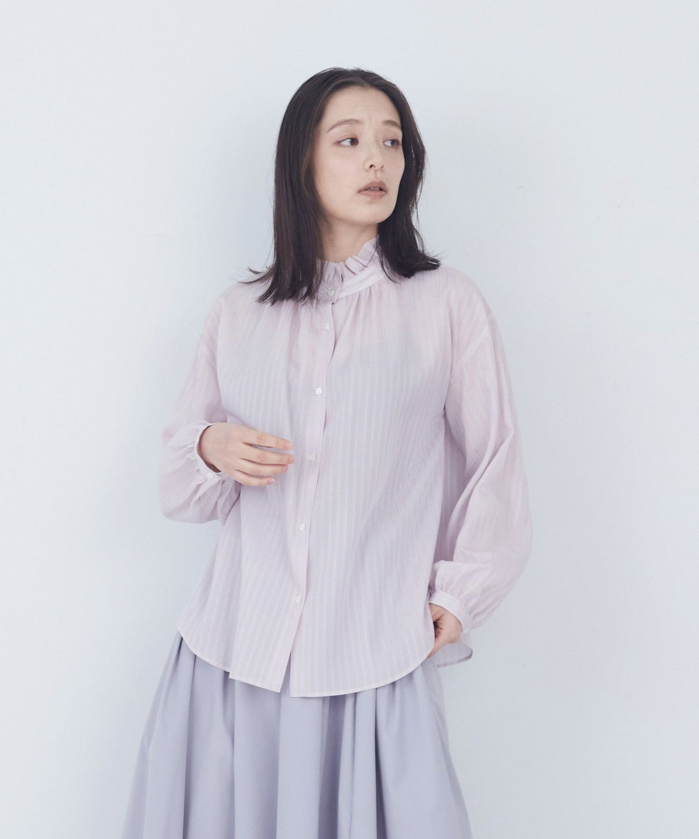 ADIEU TRISTESSE ストライプフリルブラウス ピンク系その他