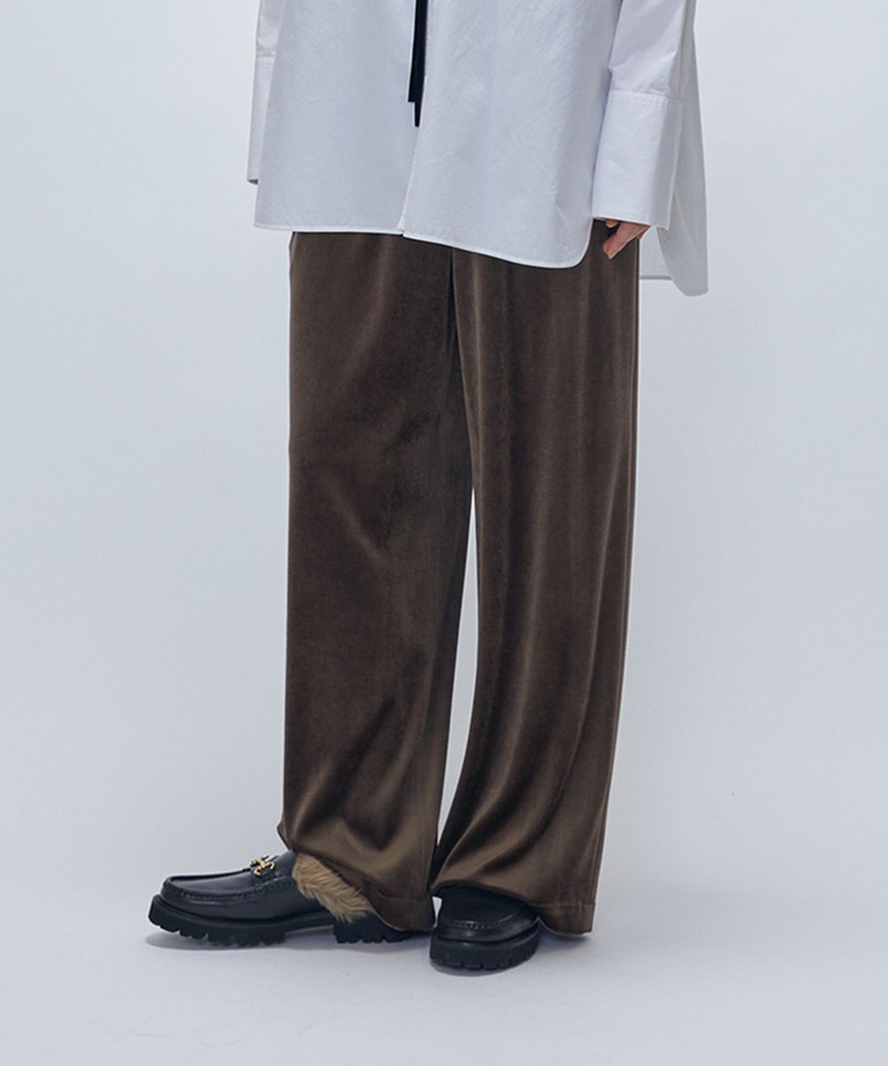 1er Arrondissement ベロアワイドパンツ モカ
