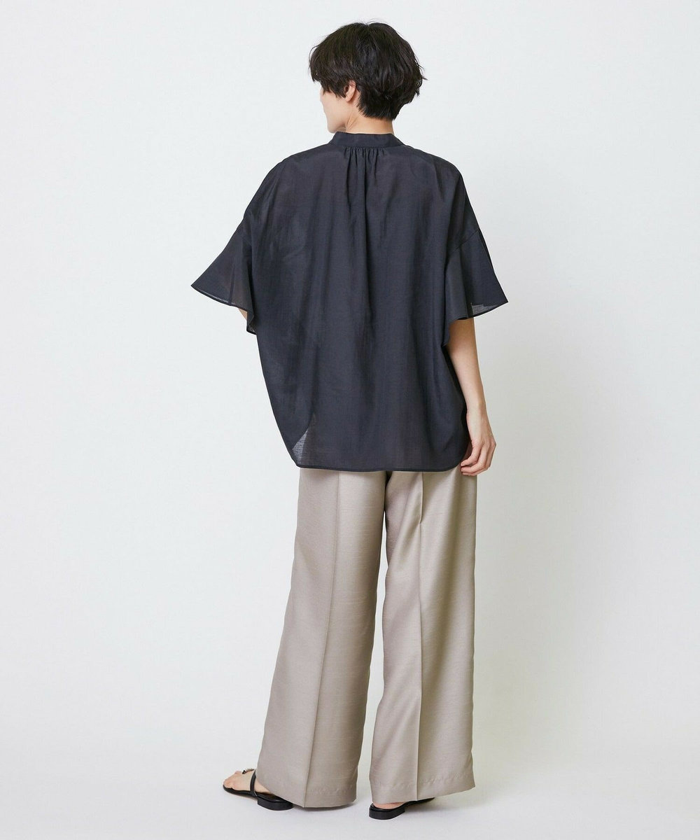 feerique feerique シルキーローンフリルブラウス ブラック