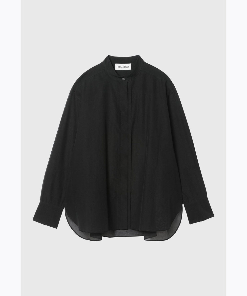 DÉPAREILLÉ ORGANDY NO COLLAR SHIRT / オーガンジーノーカラーシャツ ブラック