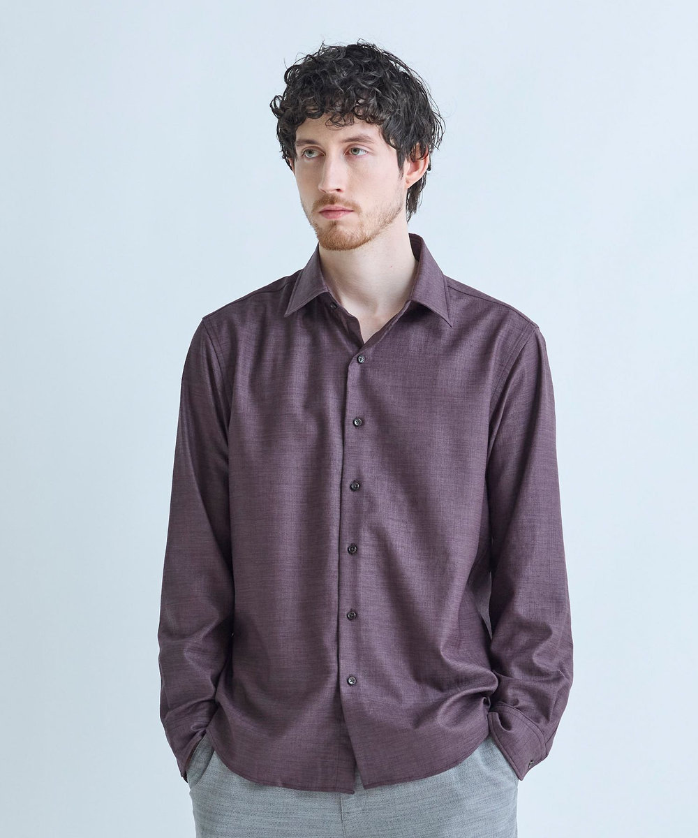 MEN'S BIGI トリアセリネン調ストレッチ カジュアルシャツ＜接触冷感/UVカット/ストレッチ/防シワ/EASY CARE＞ ボルドー