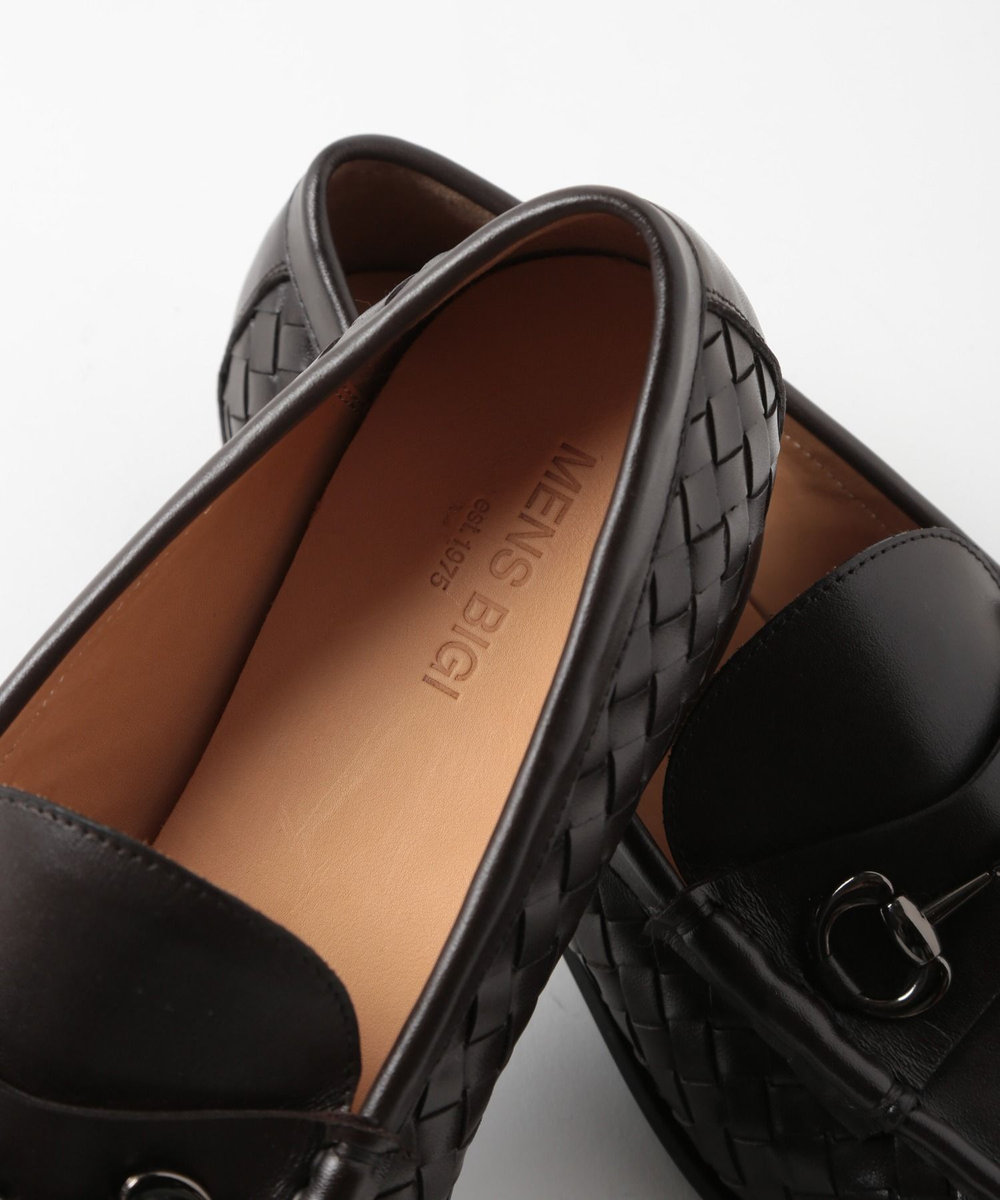MEN'S BIGI メッシュレザー ビットローファー ダークブラウン