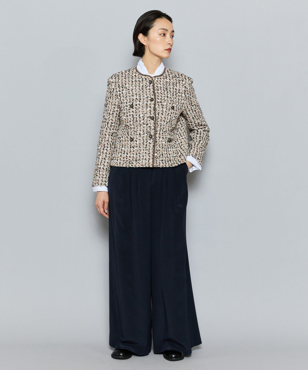 L'EQUIPE COUTURIER LINTONツイードノーカラージャケット ピンク