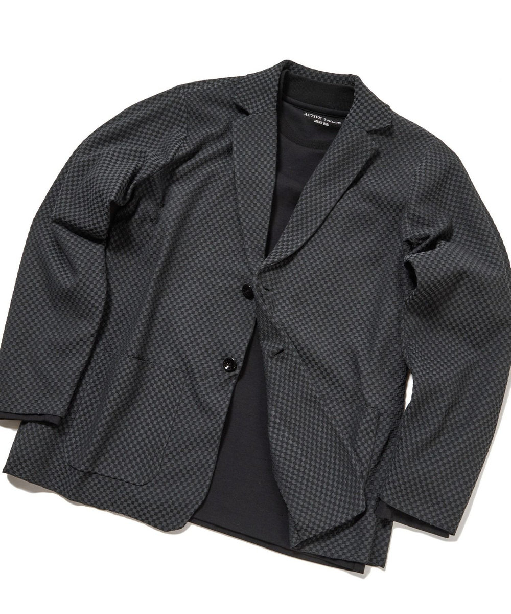 MEN'S BIGI ポリエステルエアリードッツテーラードジャケット ブラック