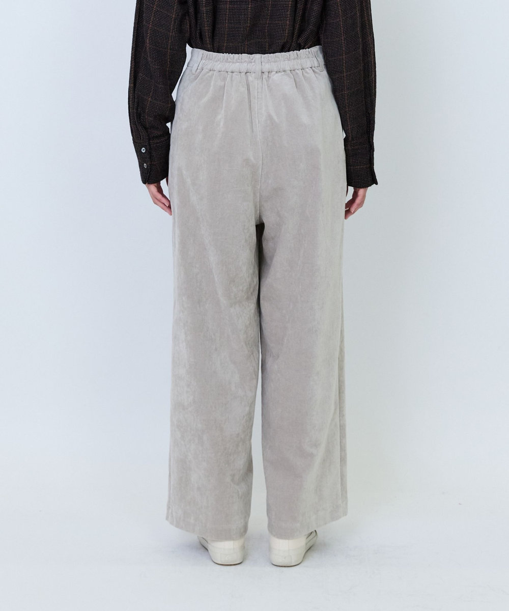 LOISIR シャンブレーベルベットセミワイドパンツ ベージュ