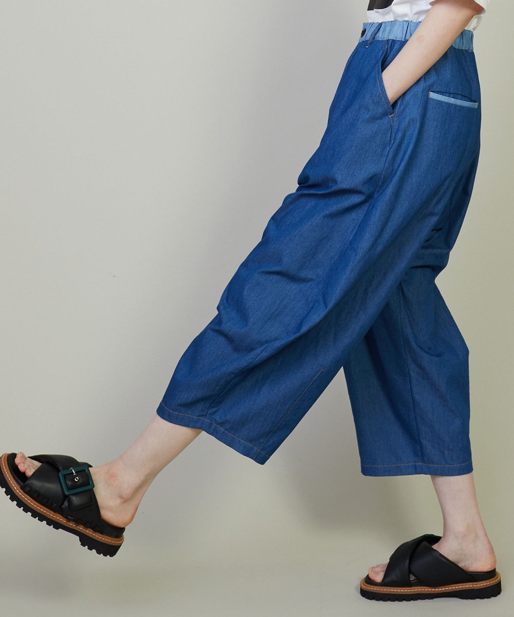 FRAPBOIS クールデニム サルエルパンツ サックスブルー