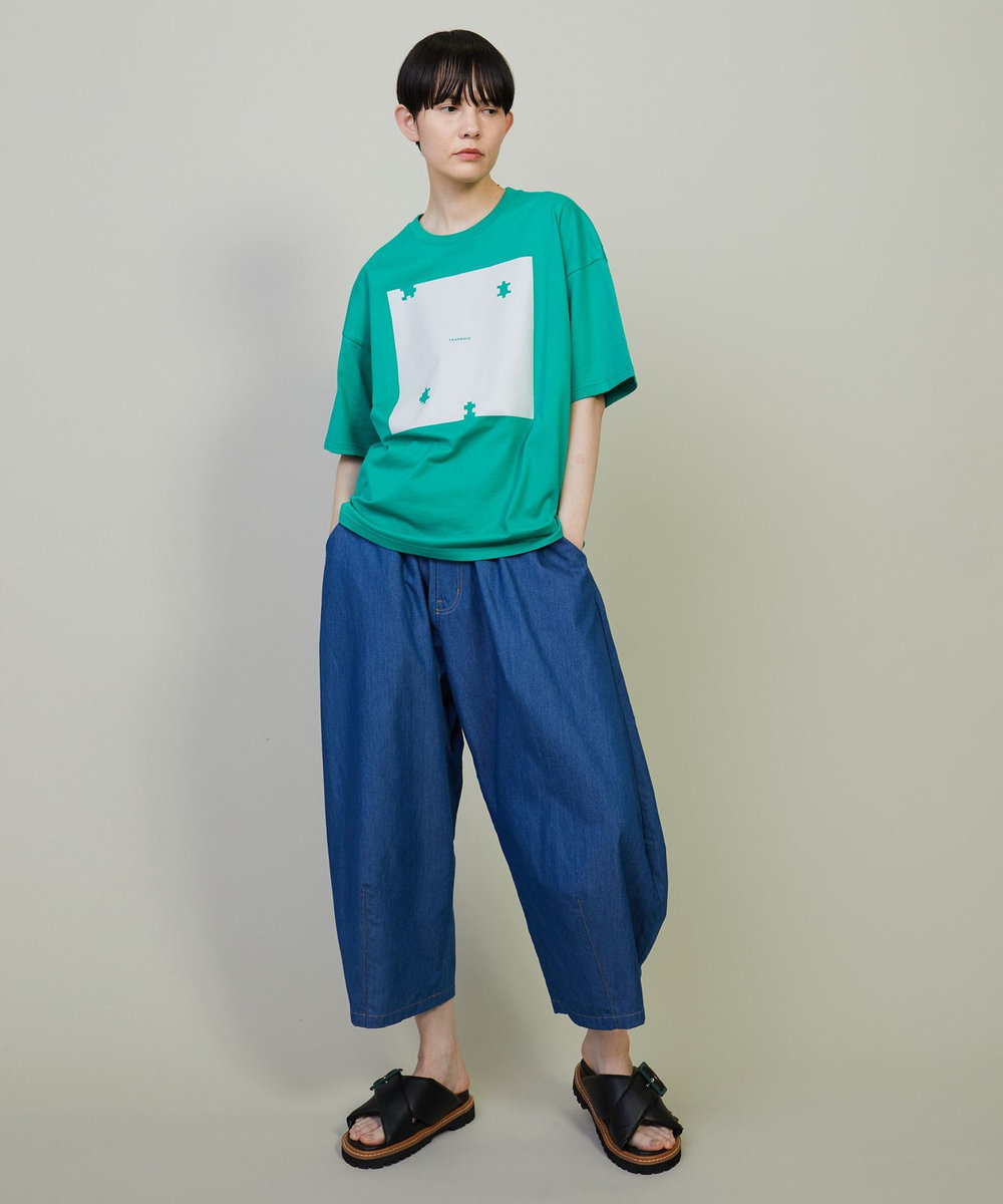 FRAPBOIS クールデニム サルエルパンツ サックスブルー