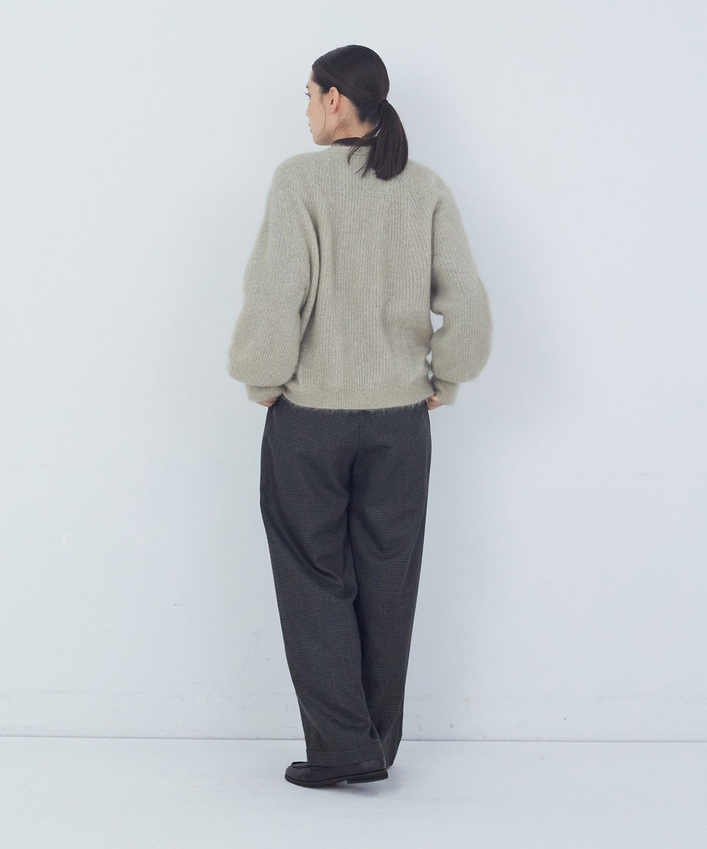 ADIEU TRISTESSE モヘヤラム起毛片畦カーディガン ベージュ