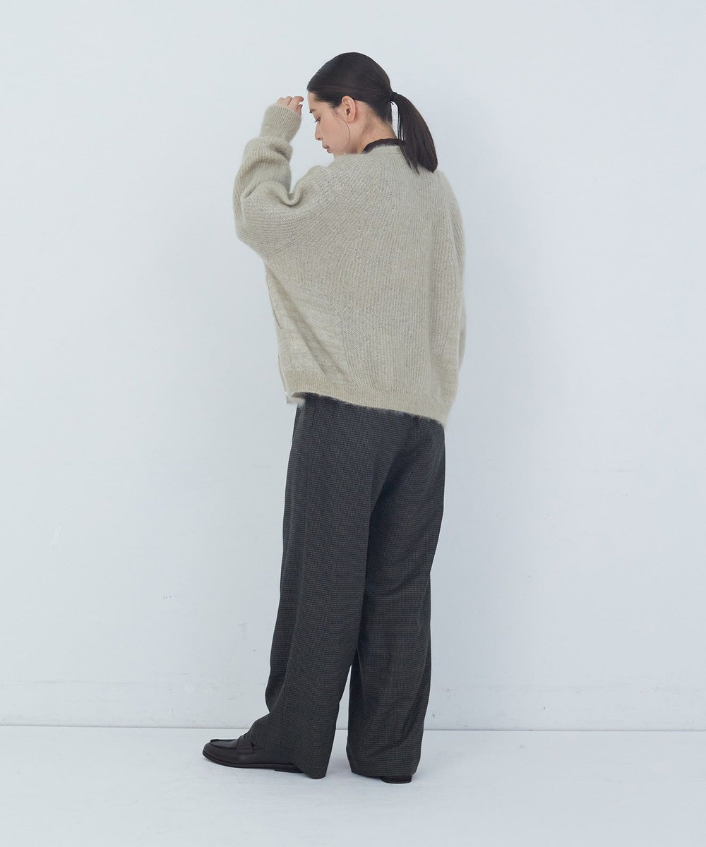 ADIEU TRISTESSE モヘヤラム起毛片畦カーディガン ベージュ