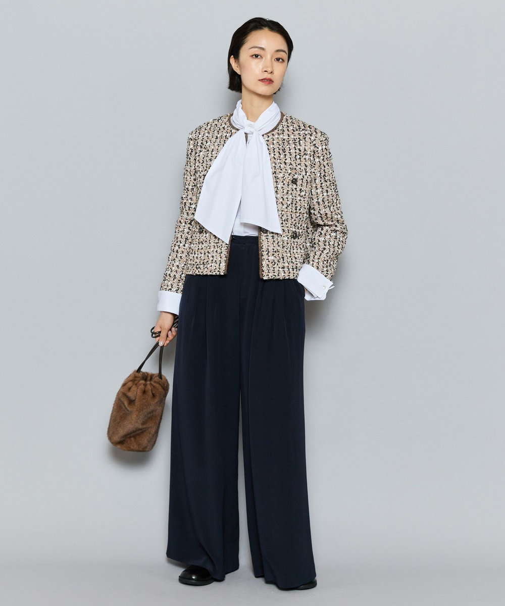 L'EQUIPE COUTURIER LINTONツイードノーカラージャケット ピンク