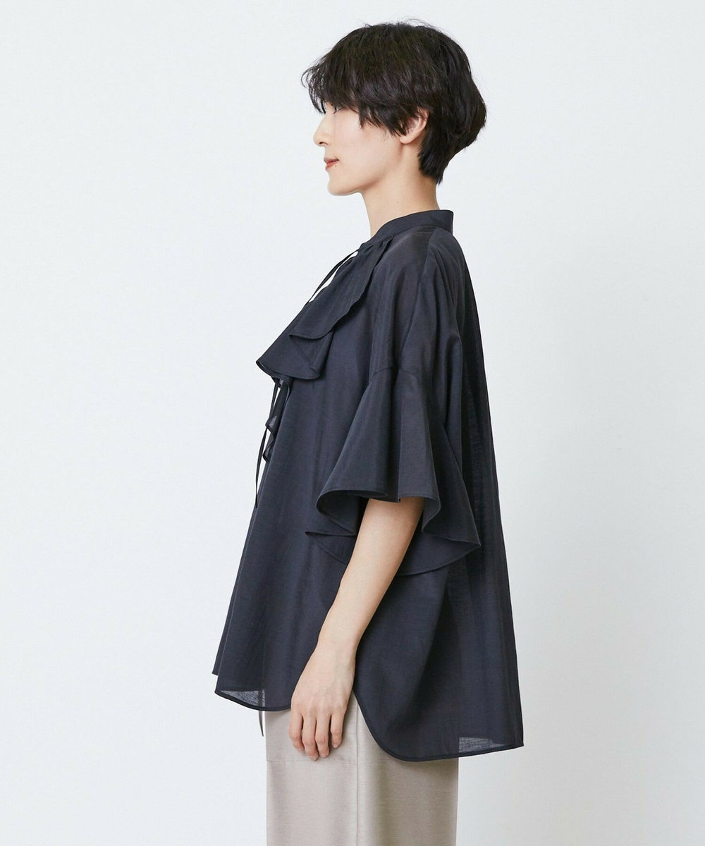 feerique feerique シルキーローンフリルブラウス ブラック