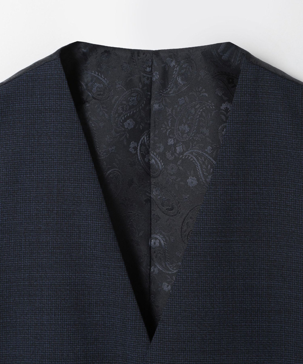 MEN'S BIGI ウールメランジ千鳥格子ベスト＜セットアップ＞ ネイビー