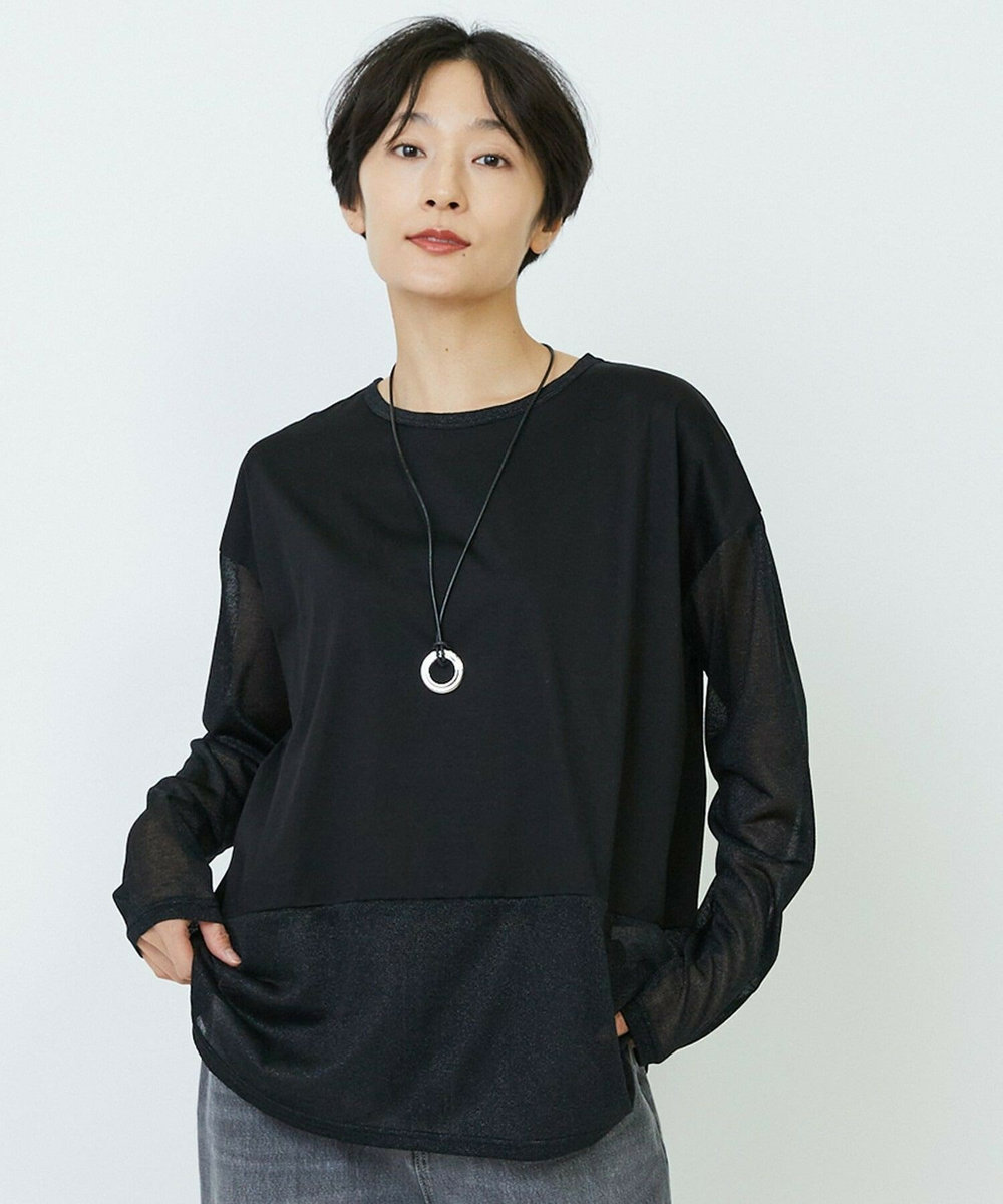feerique feerique 天竺×ラメ天竺プルオーバー ブラック