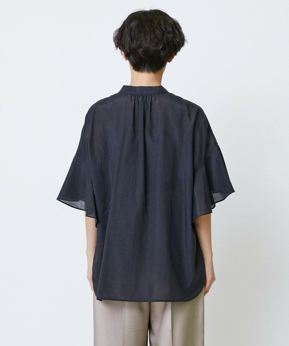 feerique feerique シルキーローンフリルブラウス ブラック