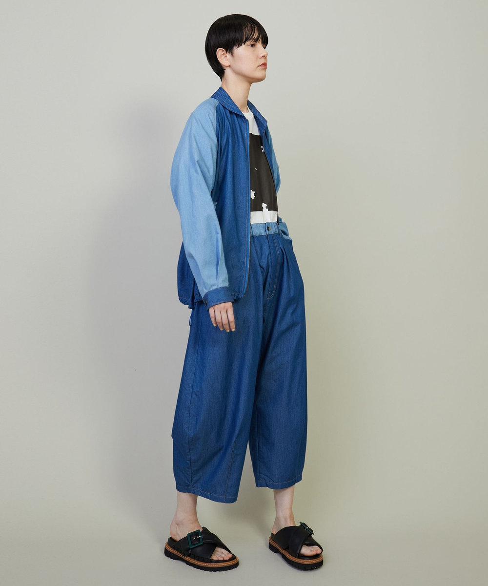 FRAPBOIS クールデニム サルエルパンツ サックスブルー