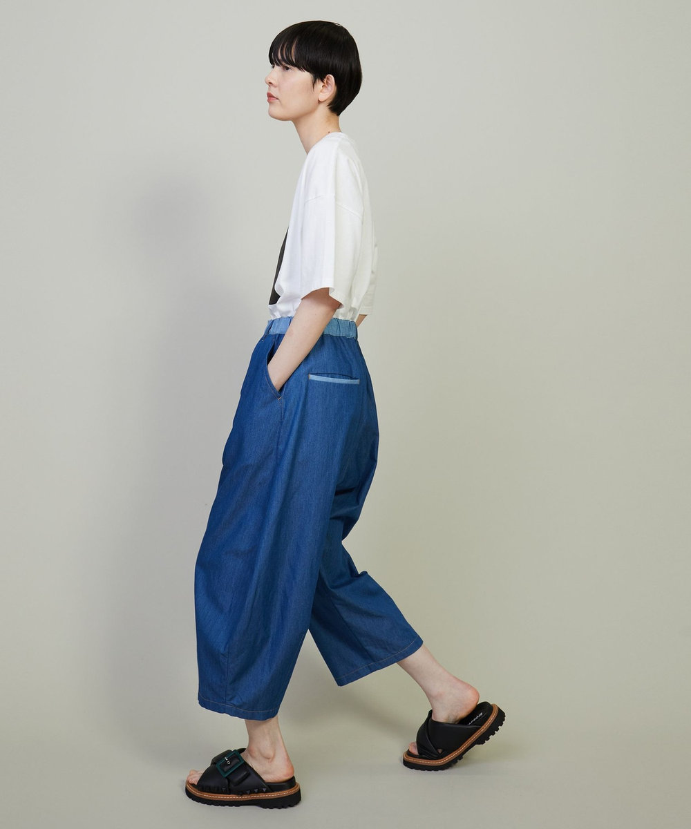 FRAPBOIS クールデニム サルエルパンツ サックスブルー