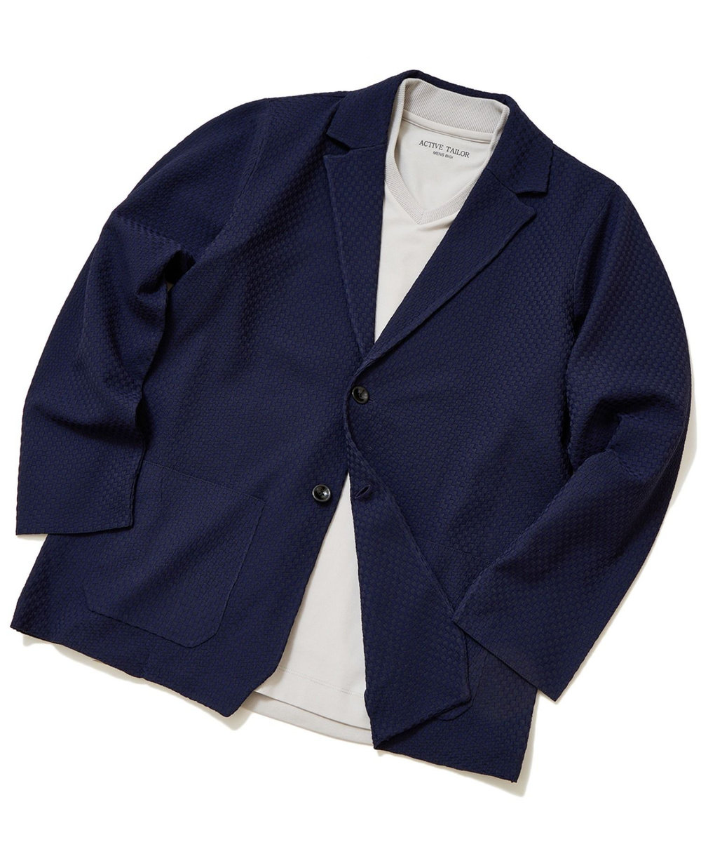 MEN'S BIGI ポリエステルエアリードッツテーラードジャケット ネイビー