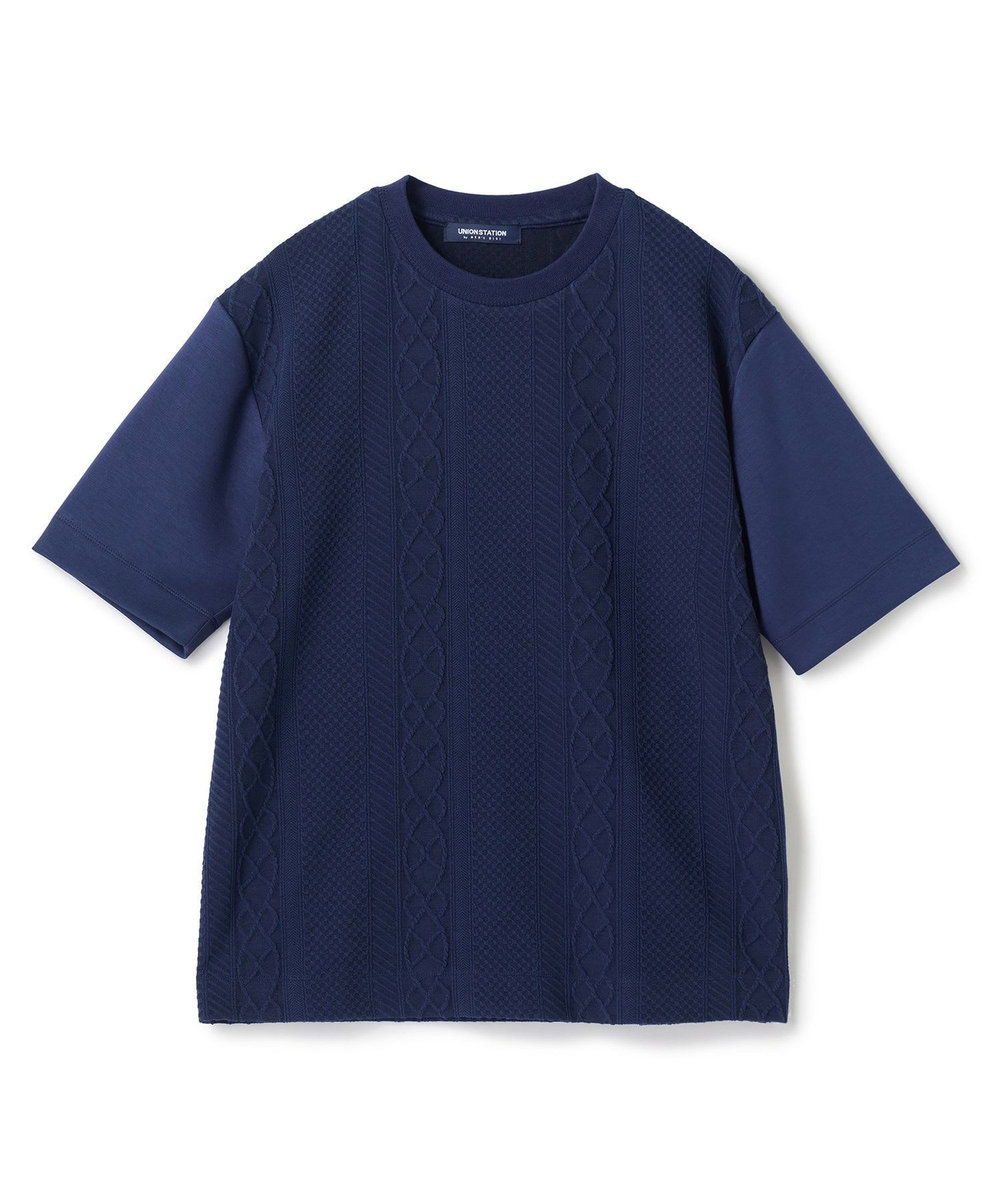 UNION STATION フクレジャガードコンビネーションTシャツ＜ストレッチ・ハンドウォッシャブル＞ ネイビー