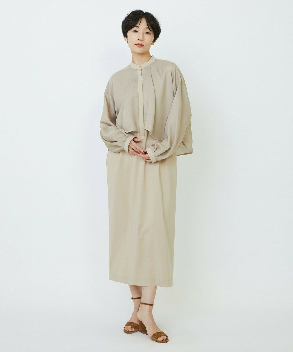 feerique feerique メッシュ×ジャージドッキングワンピース ベージュ