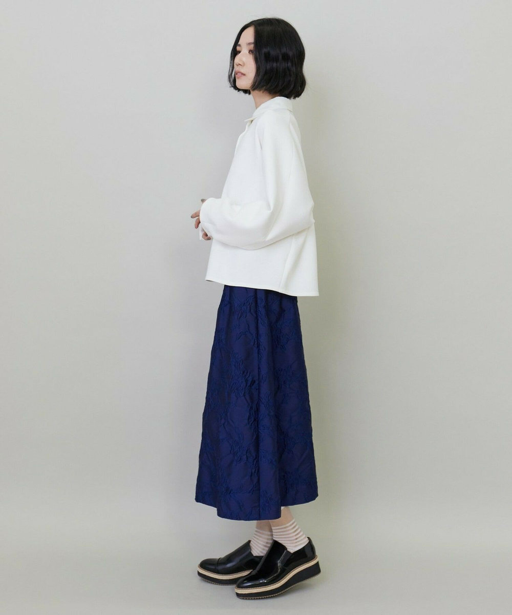 L'EQUIPE フラワージャガードスカート ブルー