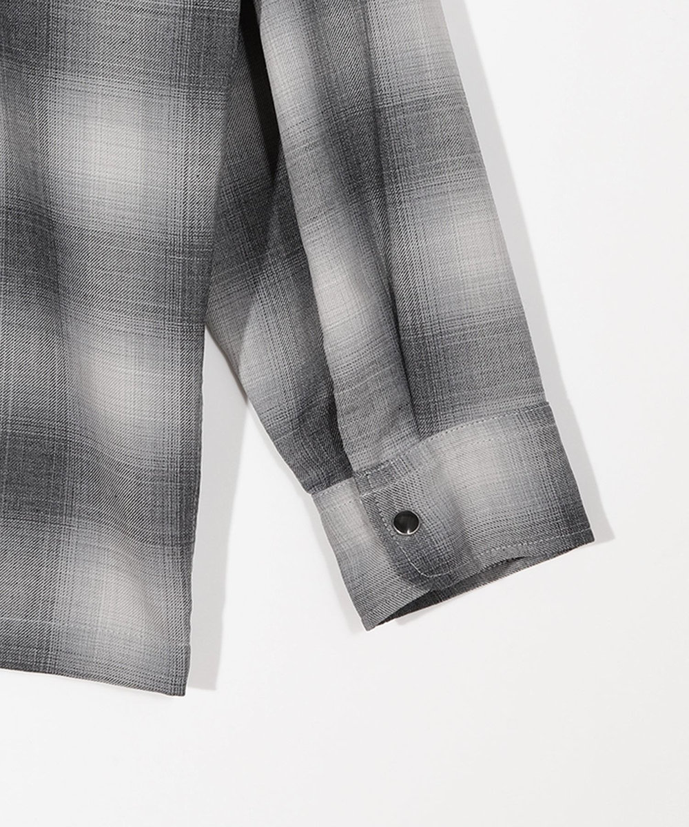 MEN'S BIGI オンブレーチェックヴィンテージ調シャツ ブラック