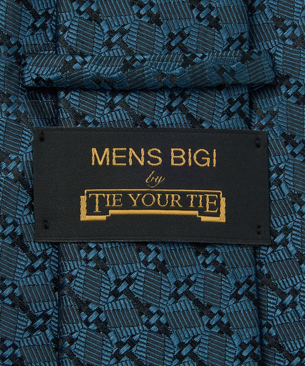 MEN'S BIGI 【TIE YOUR TIE/タイユアタイ】ジオメトリック柄ネクタイ ターコイズブルー