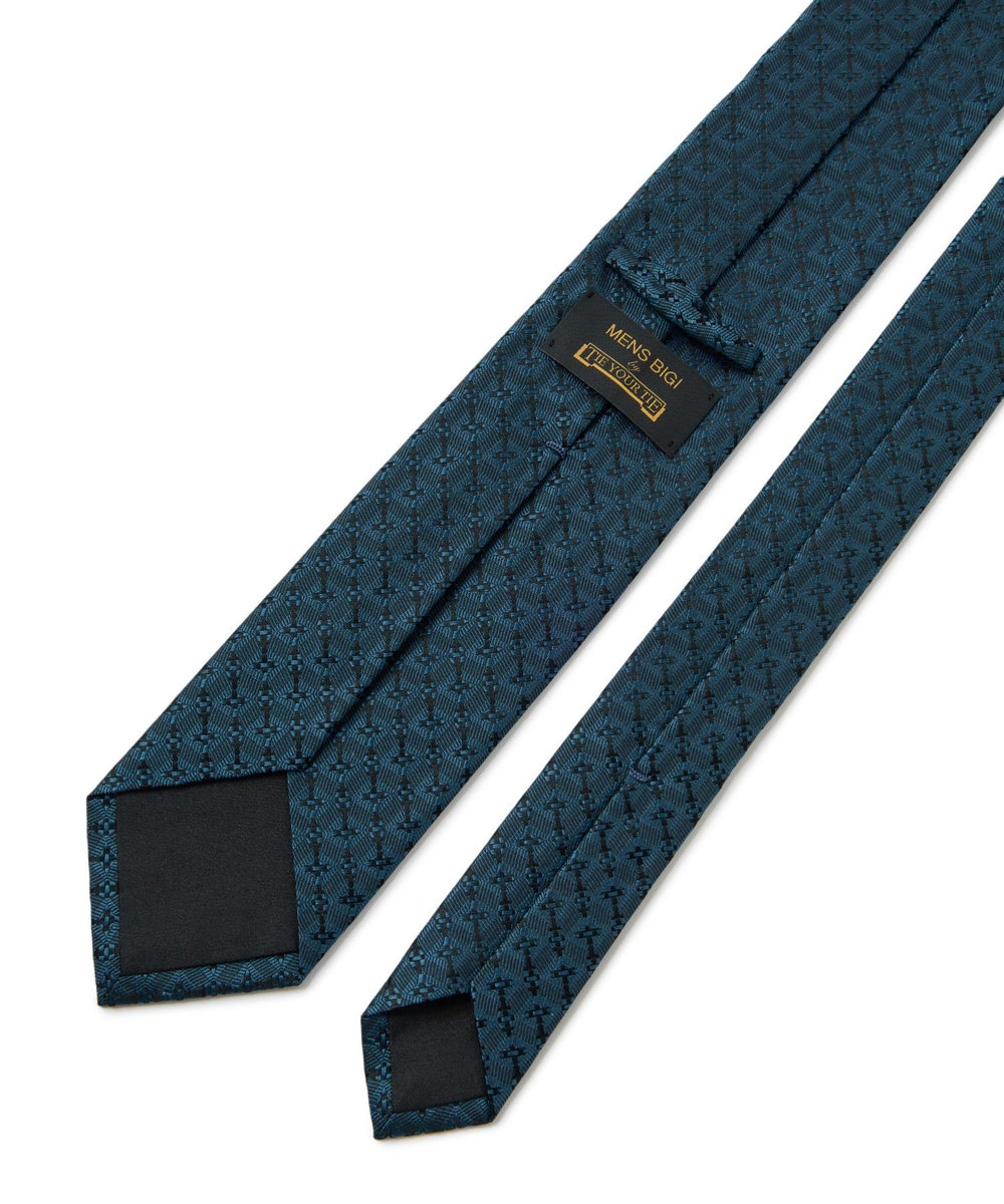 MEN'S BIGI 【TIE YOUR TIE/タイユアタイ】ジオメトリック柄ネクタイ ターコイズブルー