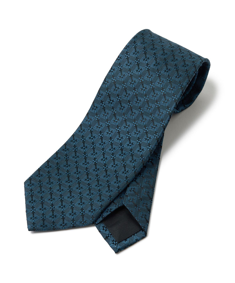 MEN'S BIGI 【TIE YOUR TIE/タイユアタイ】ジオメトリック柄ネクタイ ターコイズブルー