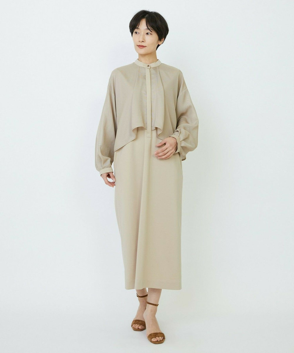 feerique feerique メッシュ×ジャージドッキングワンピース ベージュ