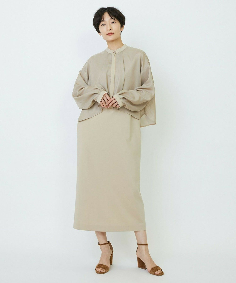 feerique feerique メッシュ×ジャージドッキングワンピース ベージュ