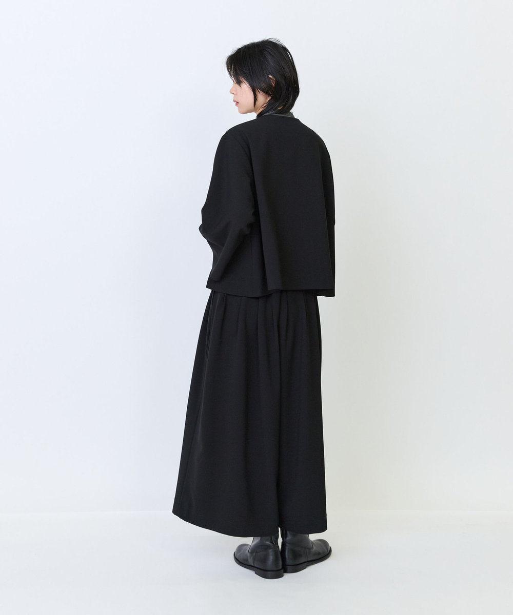 LOISIR エコダブルクロスノーカラージャケット ブラック