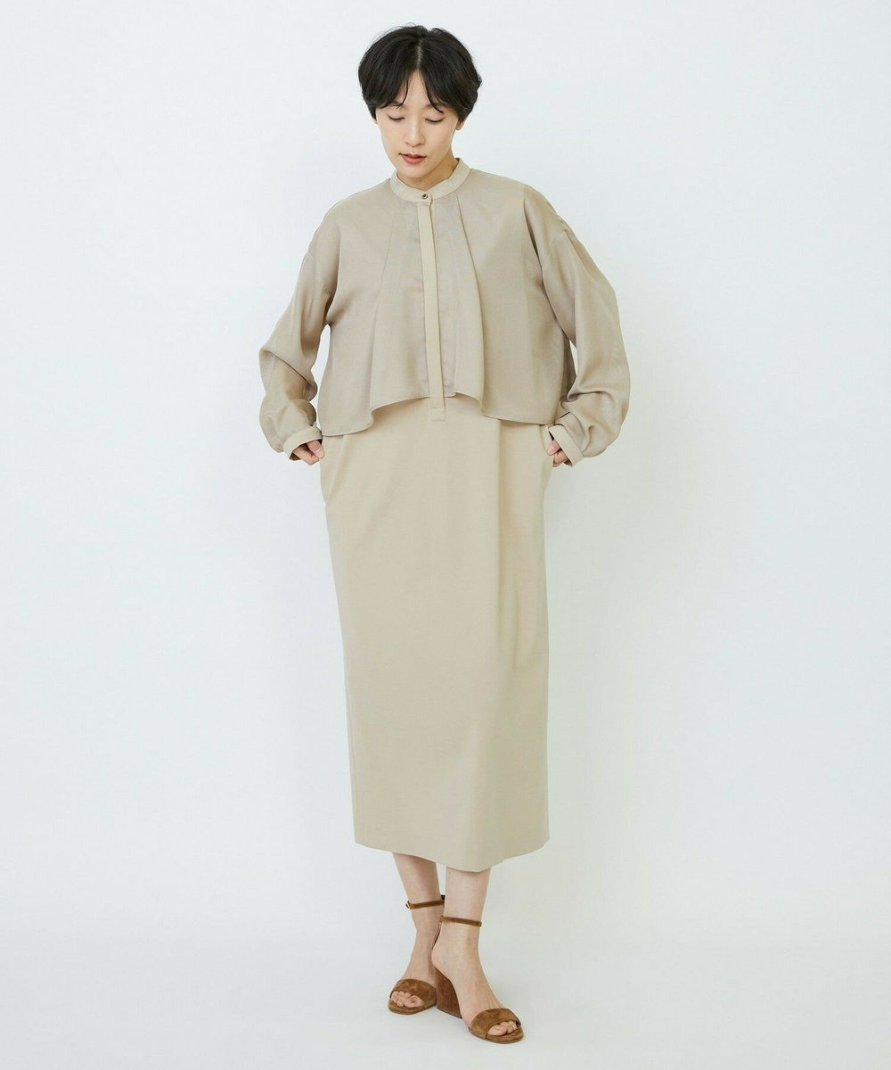 feerique feerique メッシュ×ジャージドッキングワンピース ベージュ
