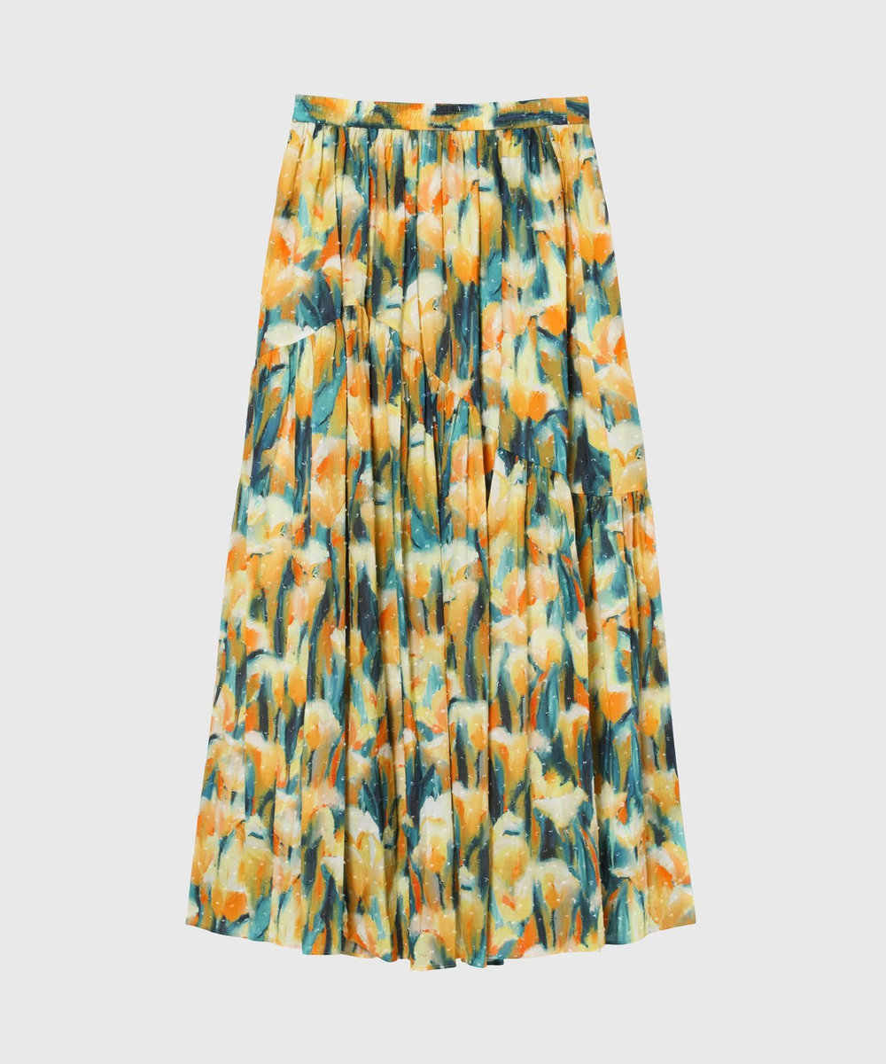 DÉPAREILLÉ 	DOT JACQUARD FLOWER SKIRT / ドットジャガードフラワースカート イエロー