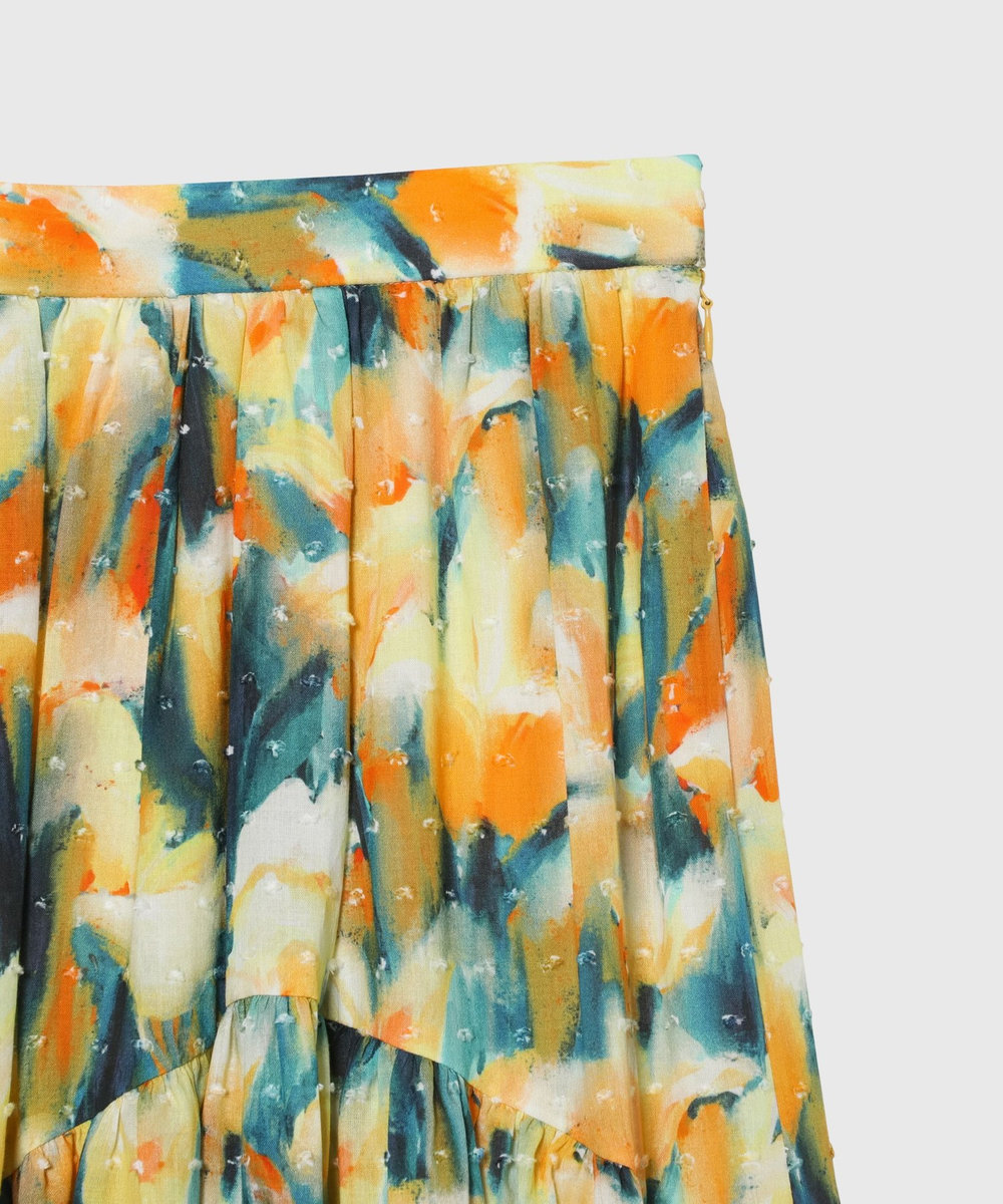 DÉPAREILLÉ 	DOT JACQUARD FLOWER SKIRT / ドットジャガードフラワースカート イエロー