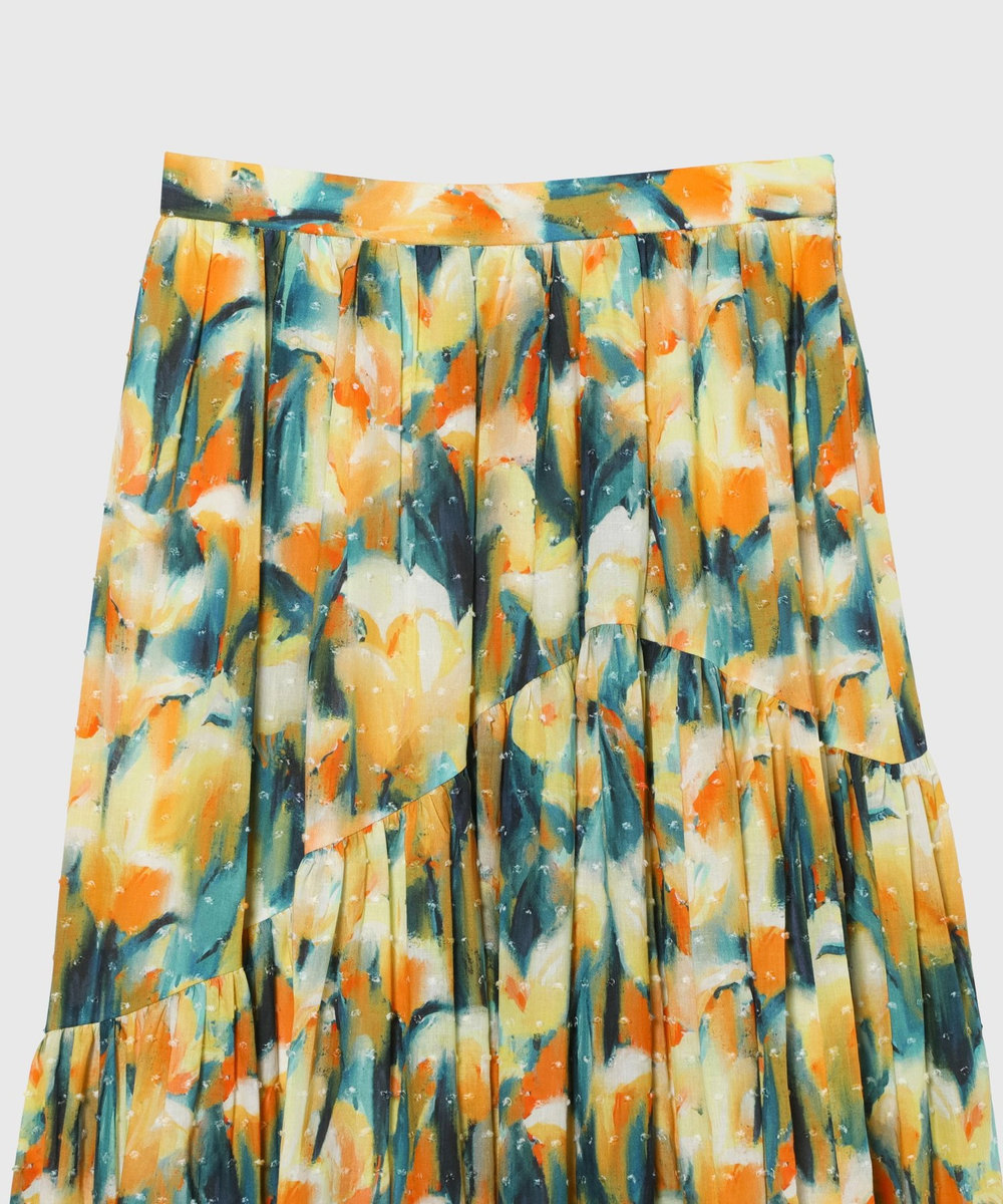 DÉPAREILLÉ 	DOT JACQUARD FLOWER SKIRT / ドットジャガードフラワースカート イエロー