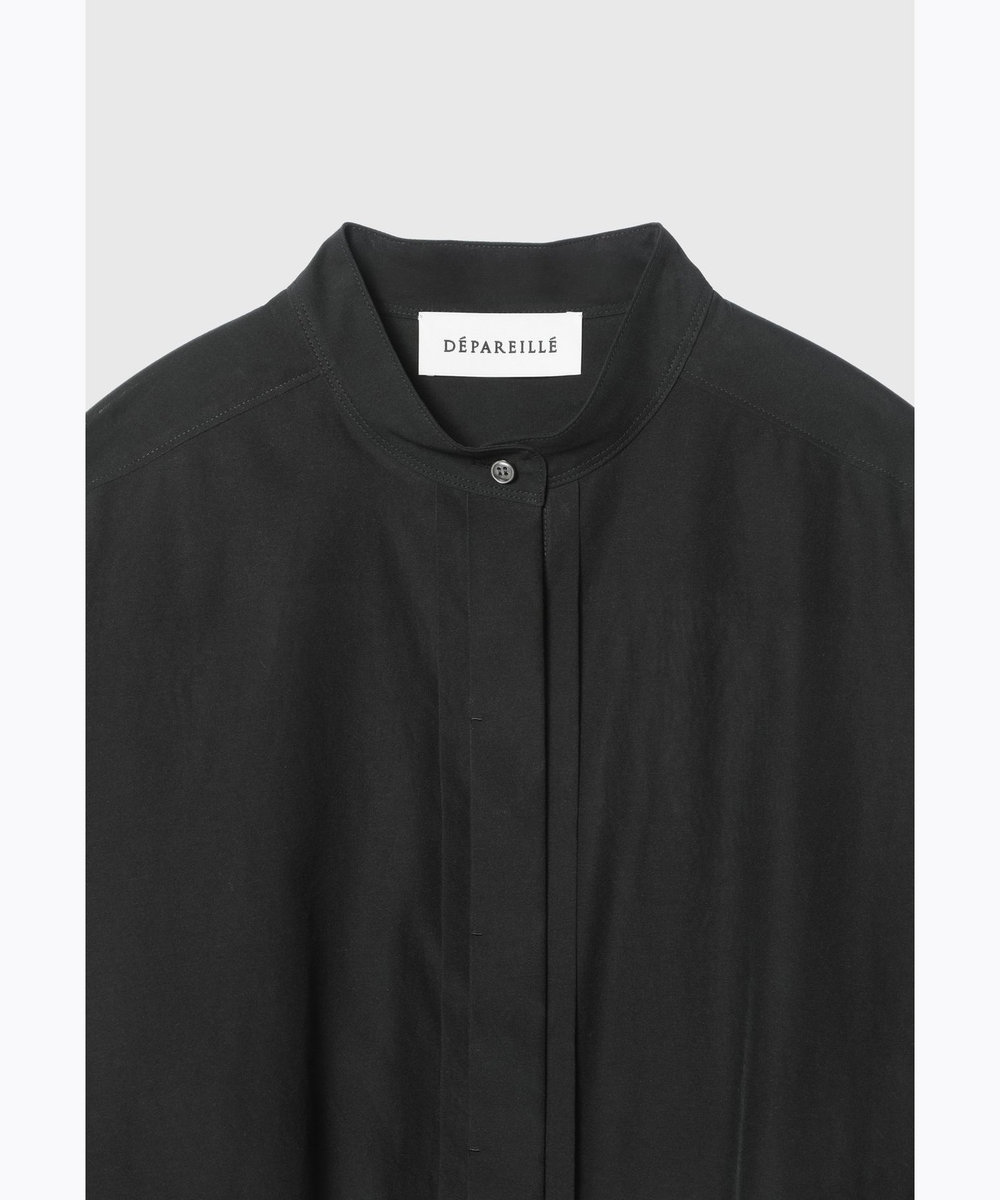 DÉPAREILLÉ ORGANDY NO COLLAR SHIRT / オーガンジーノーカラーシャツ ブラック