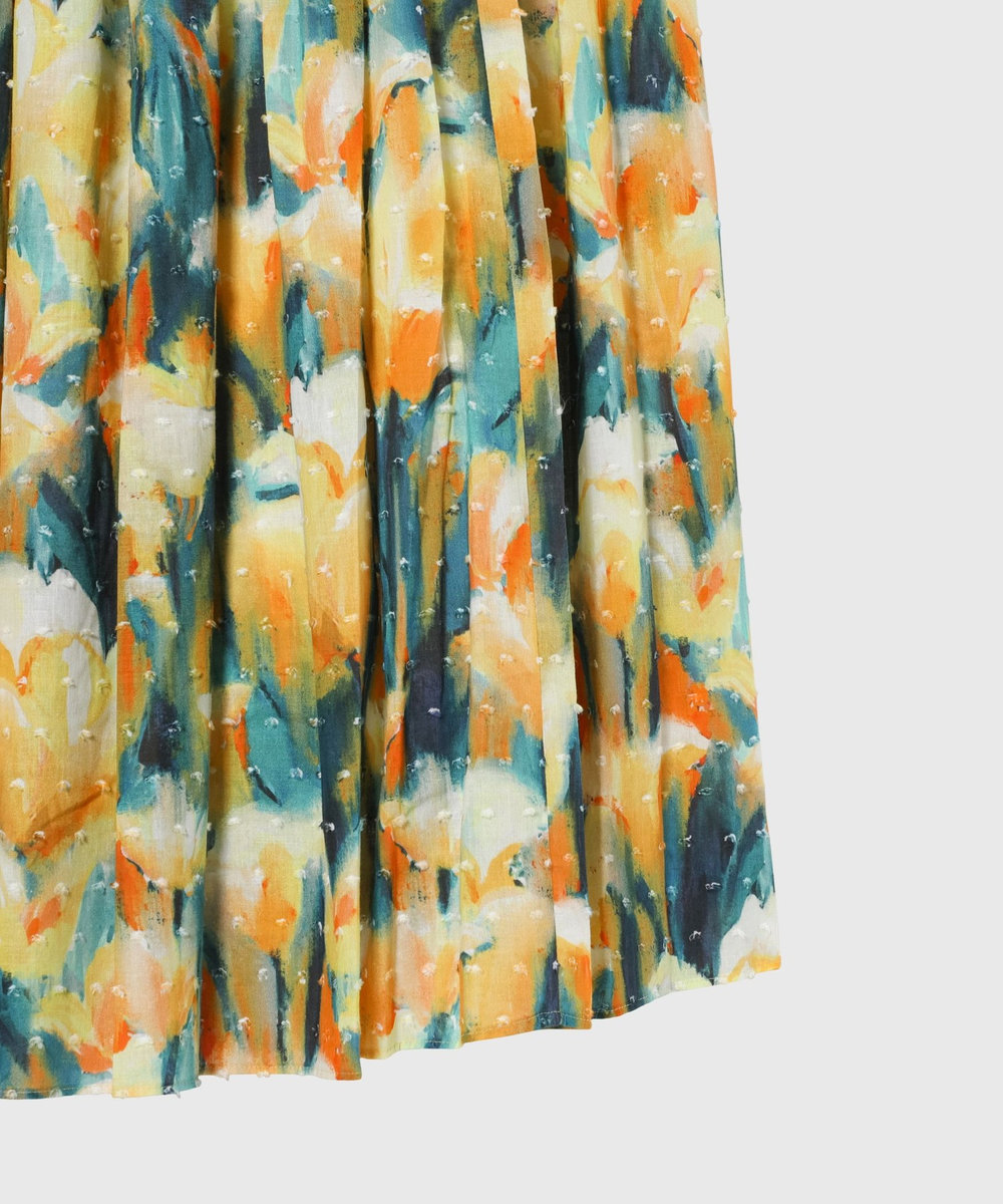 DÉPAREILLÉ 	DOT JACQUARD FLOWER SKIRT / ドットジャガードフラワースカート イエロー