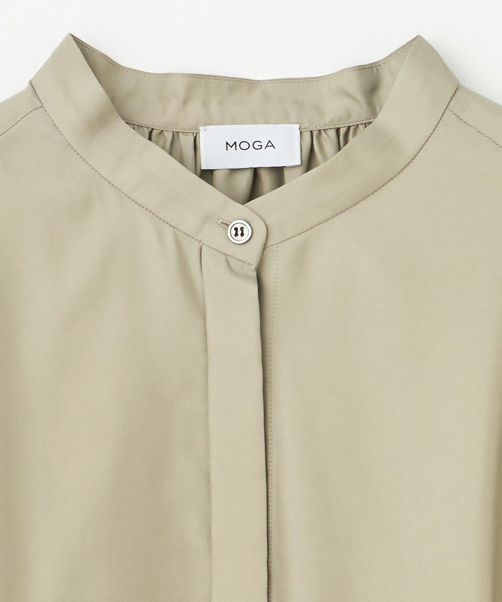 MOGA Lサイズ（大きいサイズ） 【大きいサイズ】キュプラポリフィブリルバンドカラーシャツ ベージュ