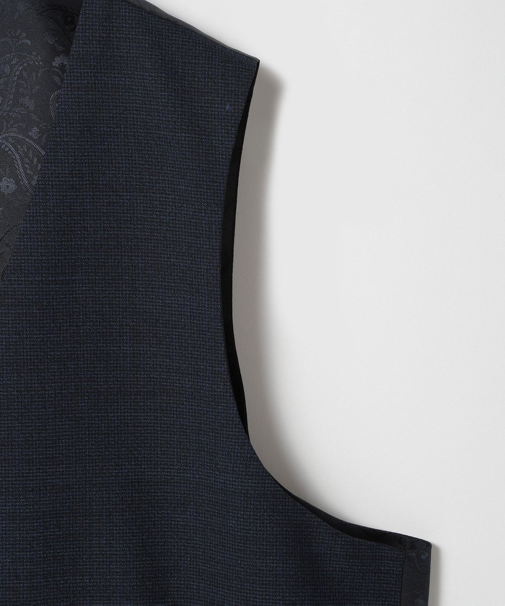 MEN'S BIGI ウールメランジ千鳥格子ベスト＜セットアップ＞ ネイビー