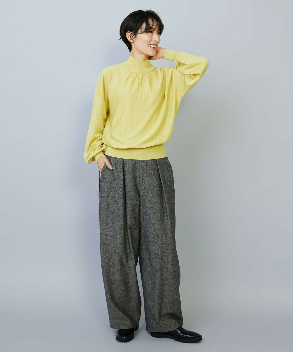 MOGA ウールリネンツイルバレルワイドパンツ グレー