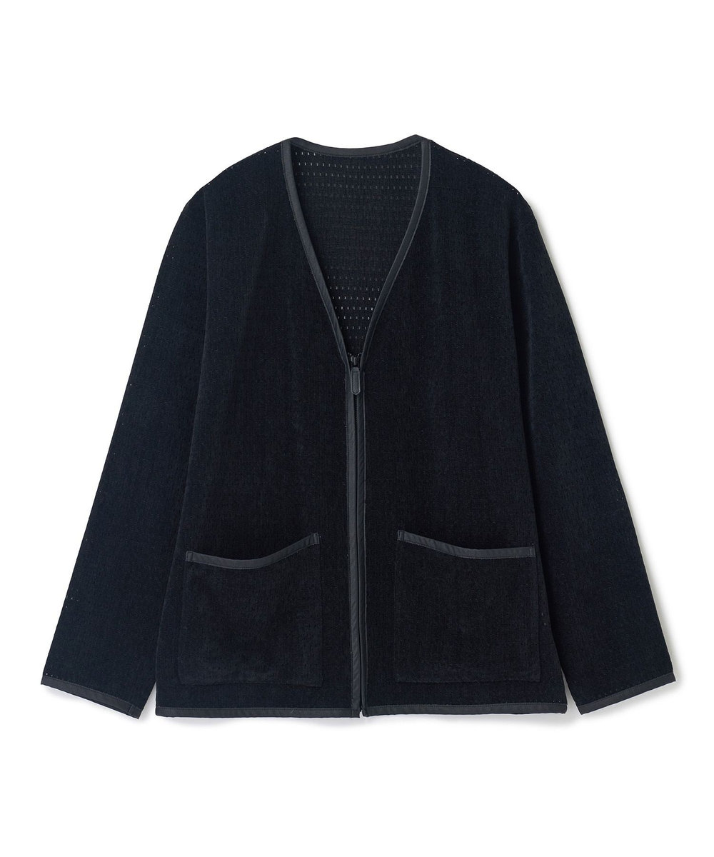 MEN'S BIGI シアーメッシュスエード ジップカーディガン＜通気性＞＜ストレッチ＞ ブラック
